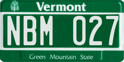 VT license plate NBM027