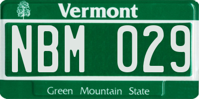 VT license plate NBM029