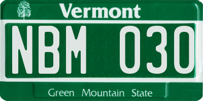 VT license plate NBM030