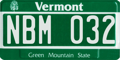 VT license plate NBM032