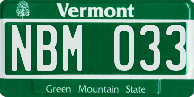 VT license plate NBM033