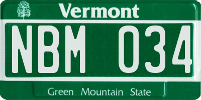 VT license plate NBM034