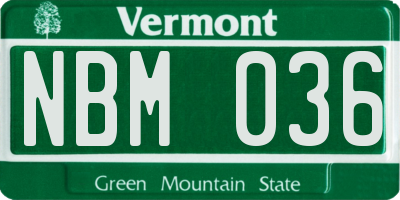 VT license plate NBM036