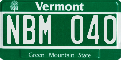 VT license plate NBM040