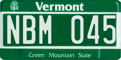 VT license plate NBM045