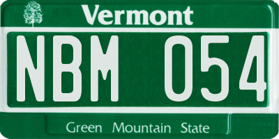 VT license plate NBM054