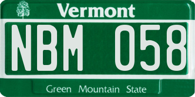 VT license plate NBM058