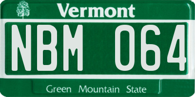 VT license plate NBM064