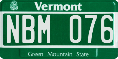 VT license plate NBM076