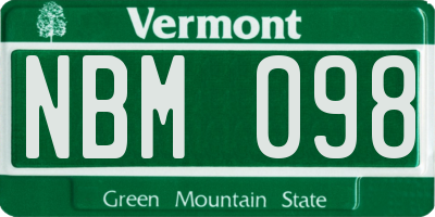 VT license plate NBM098
