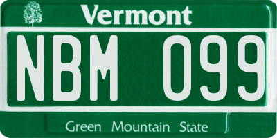 VT license plate NBM099
