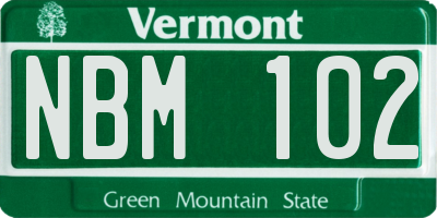 VT license plate NBM102