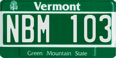 VT license plate NBM103