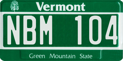 VT license plate NBM104