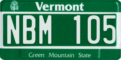 VT license plate NBM105