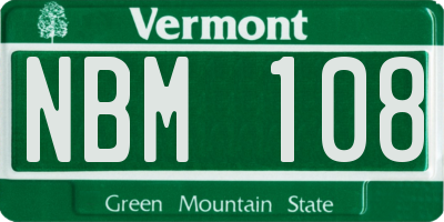 VT license plate NBM108