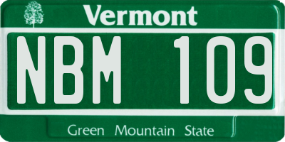 VT license plate NBM109