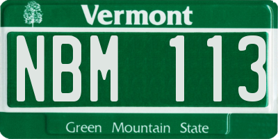 VT license plate NBM113