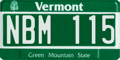 VT license plate NBM115