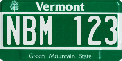 VT license plate NBM123