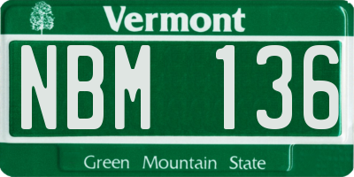 VT license plate NBM136