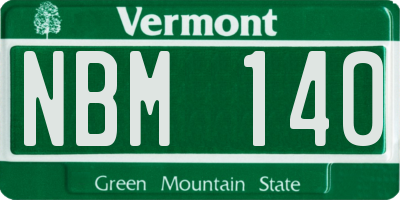 VT license plate NBM140
