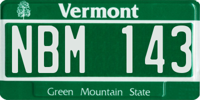 VT license plate NBM143