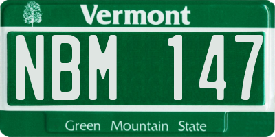 VT license plate NBM147
