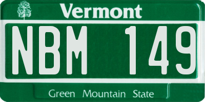 VT license plate NBM149