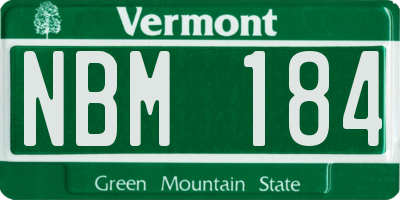 VT license plate NBM184