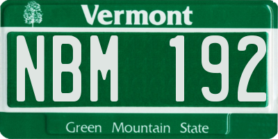 VT license plate NBM192