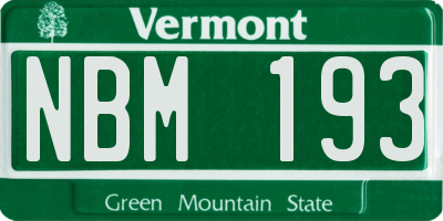 VT license plate NBM193