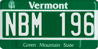 VT license plate NBM196
