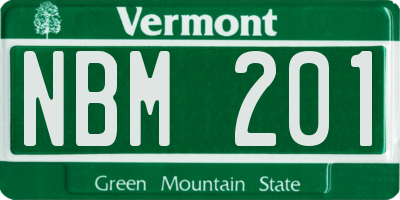 VT license plate NBM201