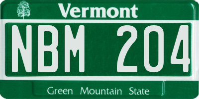VT license plate NBM204