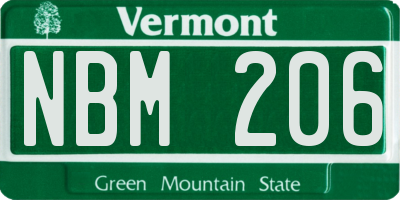 VT license plate NBM206