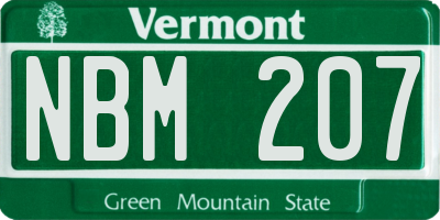 VT license plate NBM207