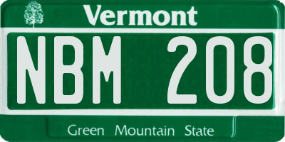 VT license plate NBM208
