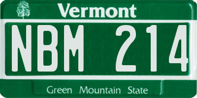VT license plate NBM214