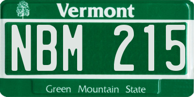 VT license plate NBM215