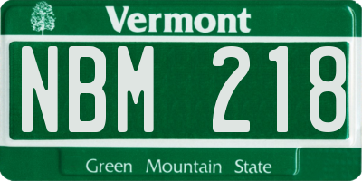 VT license plate NBM218
