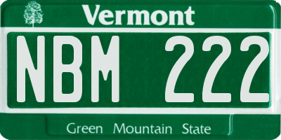 VT license plate NBM222