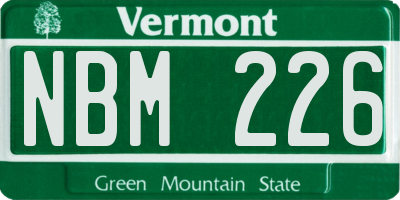 VT license plate NBM226