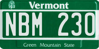 VT license plate NBM230