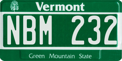 VT license plate NBM232