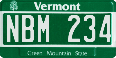 VT license plate NBM234