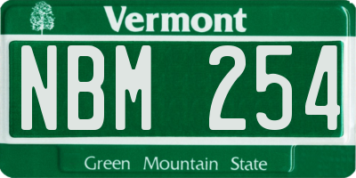 VT license plate NBM254