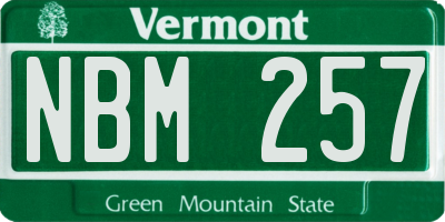 VT license plate NBM257