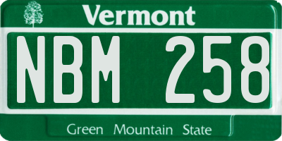 VT license plate NBM258