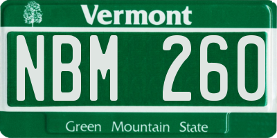 VT license plate NBM260